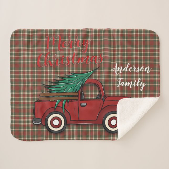 Cobertor Sherpa Caminhão de Natal Personalizado (Frente (Horizontal))