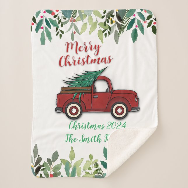 Cobertor Sherpa Caminhão de Natal Personalizado Sherpa Blanket (Frente)