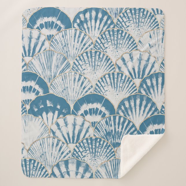 Cobertor Sherpa Caminho sem costura de ondas japanesas com casca d (Frente)