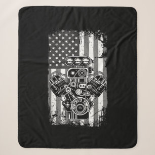 Cobertor Sherpa Camisa de Pistão de Carro Musculoso Vintage Bandei