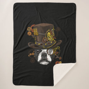 Cobertor Sherpa Camiseta de cão Steampunk Boston Terrier Lover