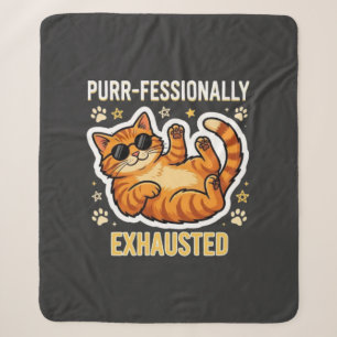 Cobertor Sherpa Camiseta Divertida de Gato Preguiçoso Profissional
