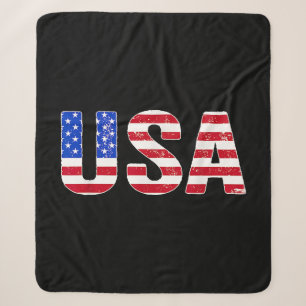 Cobertor Sherpa Camiseta EUA Bandeira Americana Patriótica Homens 