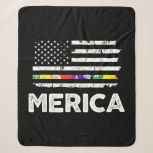 Cobertor Sherpa Camiseta LGBT Bandeira Americana Orgulho - 4 de Ju
