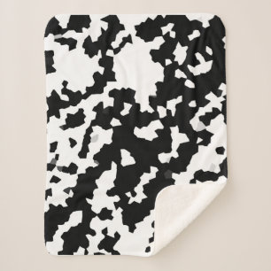 Cobertor Sherpa Camo Abstrato Mosaico Preto e Branco Irregular