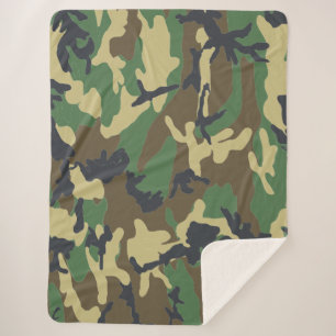 Cobertor Sherpa Camouflage Camo Woodland