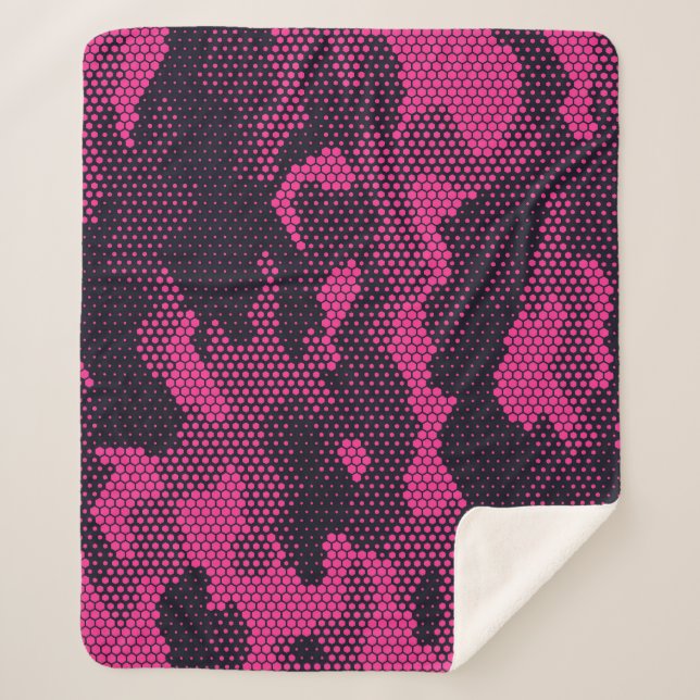 Cobertor Sherpa Camouflage hexagonal, fundo de textura militar (Frente)