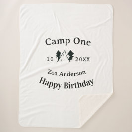 Cobertor Sherpa Camp one happy birthday name date campingadventure