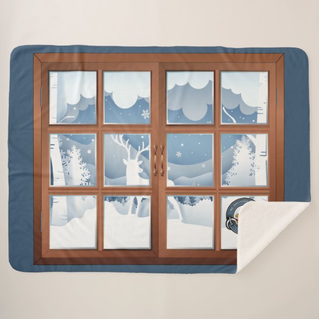 Cobertor Sherpa Campbell Clan Crachá Winter Scene Large (Frente (Horizontal))