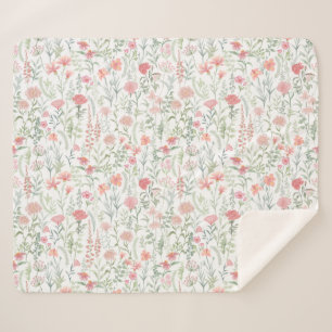 Cobertor Sherpa Campina de Flores Silvestres Rosa Feminina Coquete