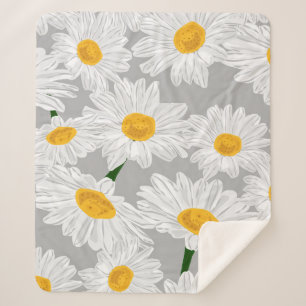 Cobertor Sherpa Campo de camomila Daisy. Primavera de flores de ve