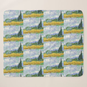 Cobertor Sherpa Campo de Trigo com Ciprestes de Van Gogh Arte
