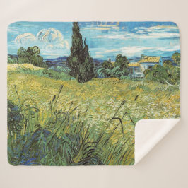 Cobertor Sherpa Campo de trigo verde Vincent van Gogh