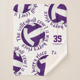 Cobertor Sherpa campo de vôlei roxo, campo feliz