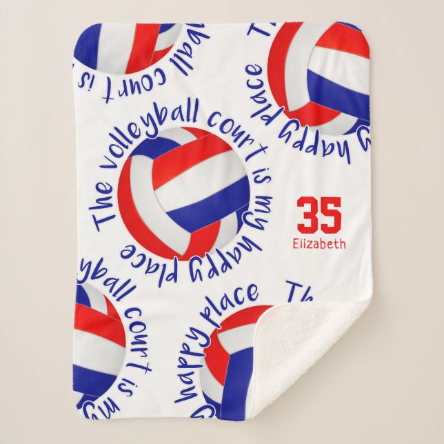 Cobertor Sherpa campo de voleibol branco vermelho (Frente)