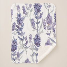 Cobertor Sherpa Campos de Lavanda | Padrão de Flor de Aquarela Rox