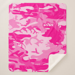 Cobertor Sherpa camuflagem de camo rosa quente