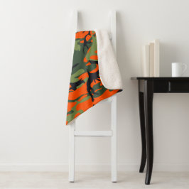 Cobertor Sherpa Camuflagem Laranja e Verde, Militar, Exército