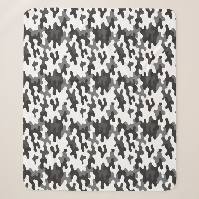 Cobertor Sherpa Camuflagem Preto e Branco (Frente)