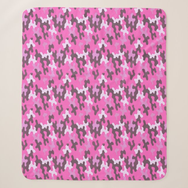 Cobertor Sherpa Camuflagem Rosa (Frente)
