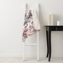 Cobertor Sherpa Camuflagem rosa e Cinza, Militar, Exército