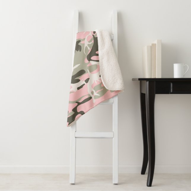 Cobertor Sherpa Camuflagem rosa e verde, Militares, Exército (In Situ)