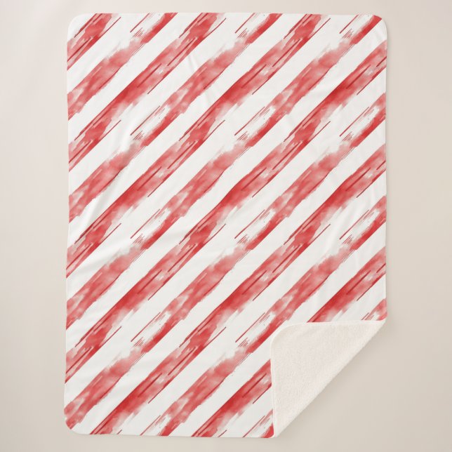 Cobertor Sherpa Candy Cane Red Strips Natal (Frente)