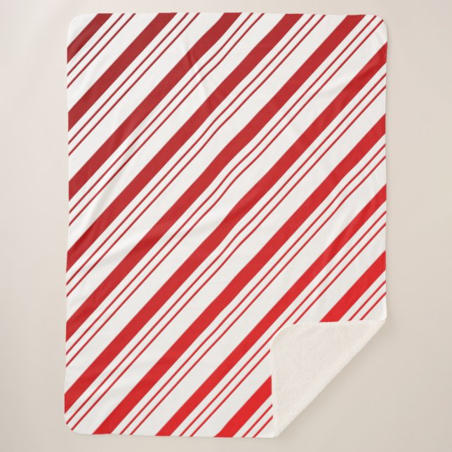 Cobertor Sherpa Candy Cane Stripes Grande Sherpa Blanket (Frente)