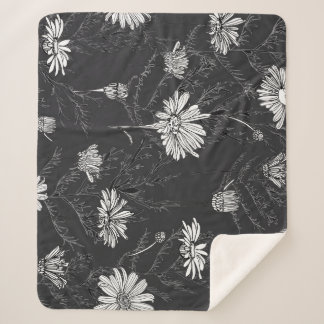 Cobertor Sherpa Caneta Negra Chamomile: Desenho Floral.