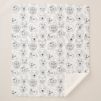 Cobertor Sherpa Caninos Por Todo O Desenho Da Linha De Impressão