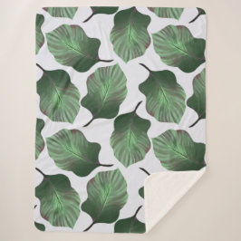 Cobertor Sherpa Canna Tropicanna Tropical Leaves, Verde