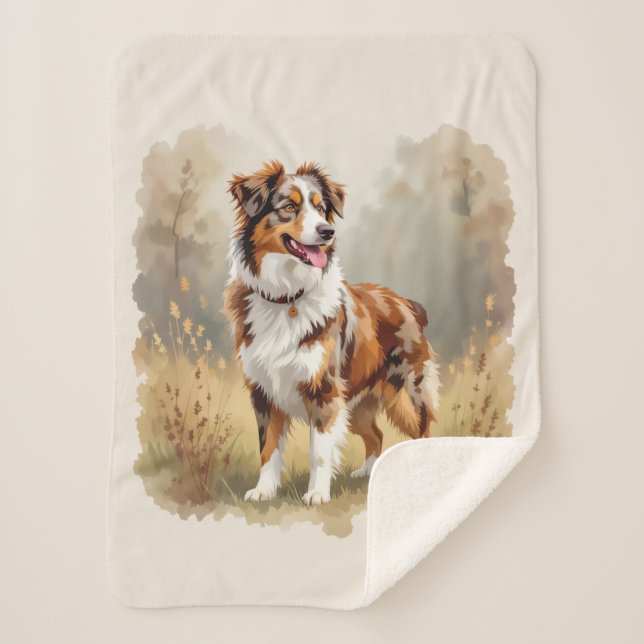 Cobertor Sherpa Cão Australian Shepherd Red Merle Aussie (Frente)