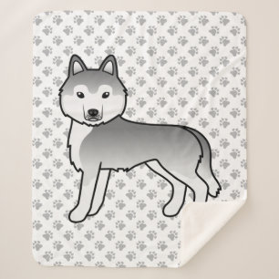 Cobertor Sherpa Cão-de-Cartoon Cónico Silver Siberian Husky