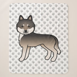 Cobertor Sherpa Cão de Cartoon Gelado de Cinza de Lobo Escuro Sibe