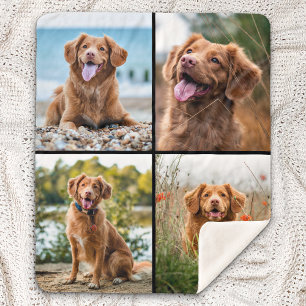 Cobertor Sherpa Cão de Colagem de Fotografias Moderno Personaliza
