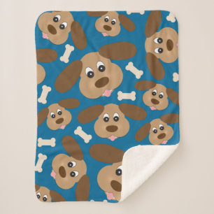 Cobertor Sherpa Cão de sorriso bonito com orelhas grandes