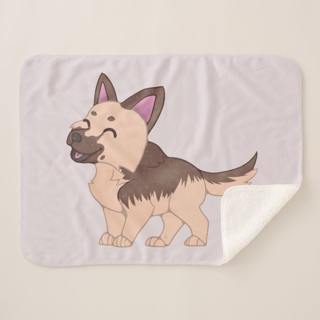 Cobertor Sherpa Cão German shepherd Kawaii (Frente (Horizontal))