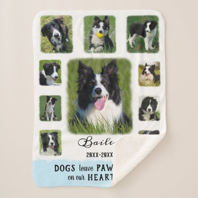Cobertor Sherpa Cão Personalizado Colagem de Fotografias Desbotada (Frente)