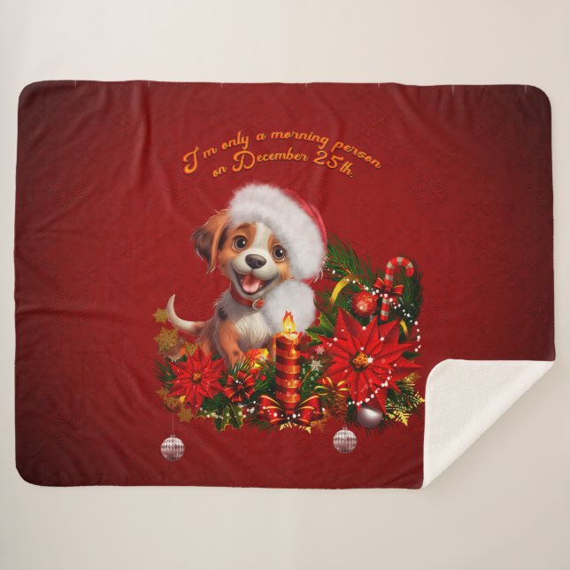 Cobertor Sherpa Cãozinho engraçado (Frente (Horizontal))