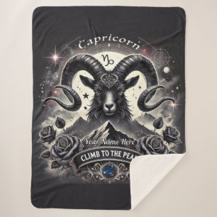 Cobertor Sherpa Capricórnio "Sobe até o Pico" Sherpa Blanket