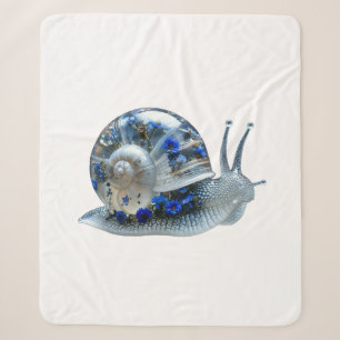 Cobertor Sherpa Caracol Floral Azul