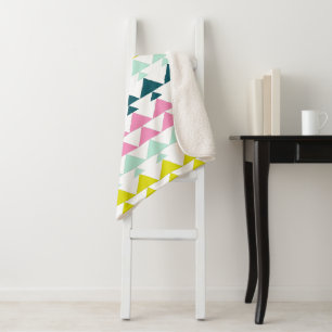 Cobertor Sherpa Caractere de Mint Rosa, Padrão Geométrico Simples