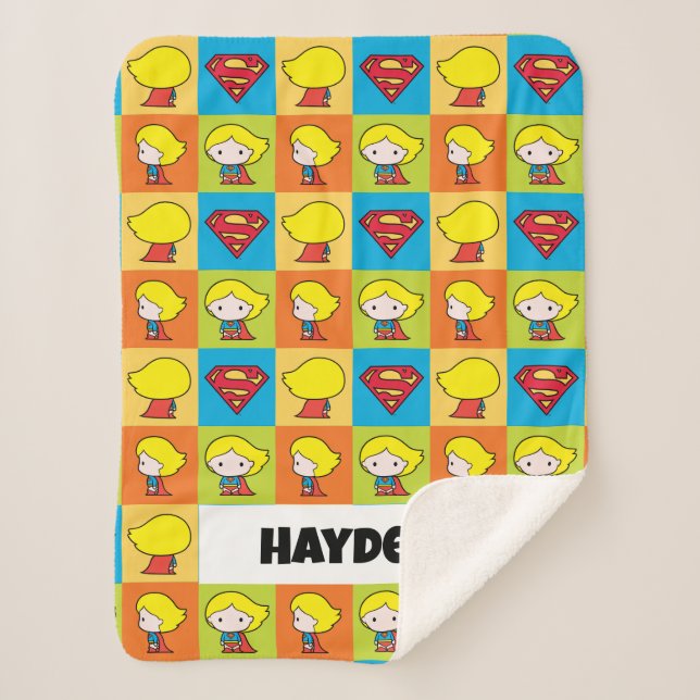 Cobertor Sherpa Caractere de Supergirl Chibi - Turnround (Frente)