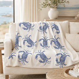 Cobertor Sherpa Caranguejo Azul Mandala Costeiro | Náutico