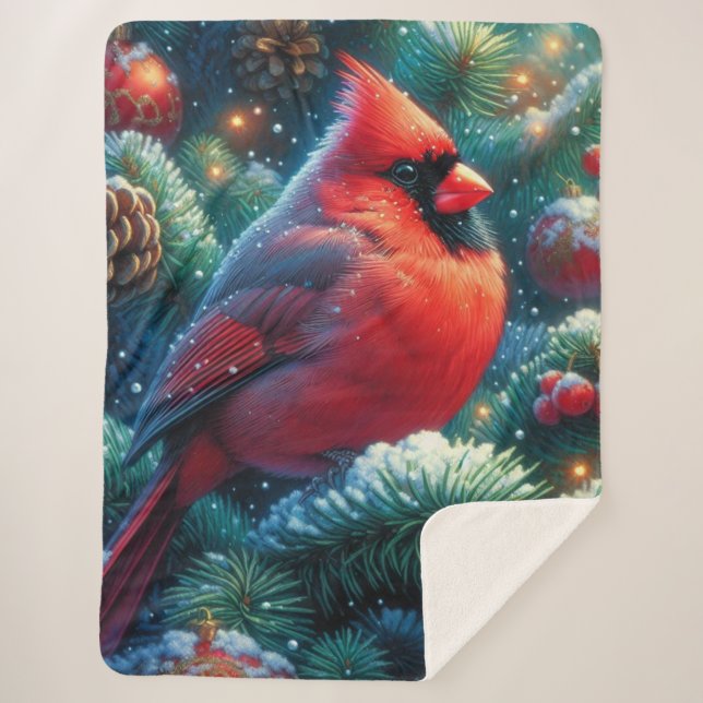 Cobertor Sherpa Cardinal de Natal/inverno (Frente)
