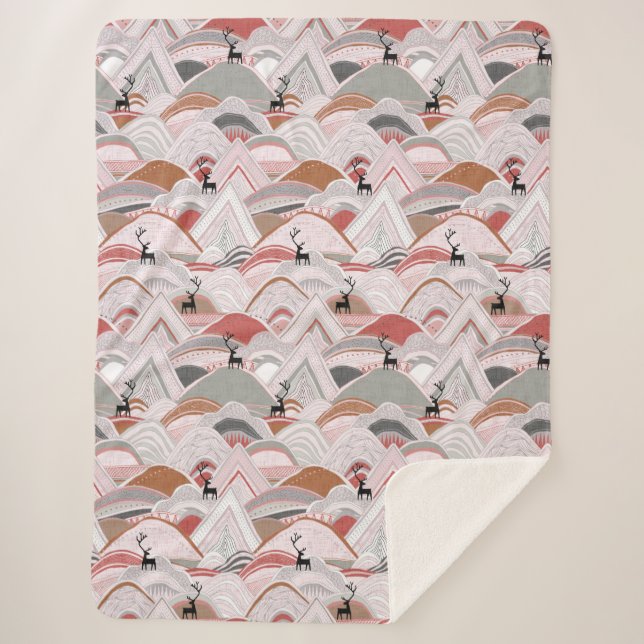 Cobertor Sherpa caribou montanhas sienna (Frente)