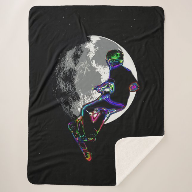 Cobertor Sherpa Carimbo do Patinete Moonliado - Patinete (Frente)