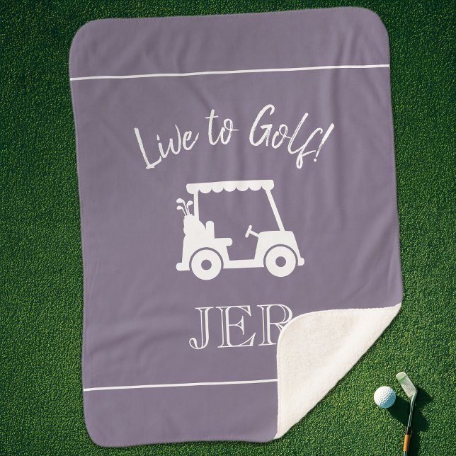 Cobertor Sherpa Carrinho de Golf Letra Inicial Monogramada Chic Ro (Golfer Golf Cart Monogrammed Initials Chic Purple Sherpa Blanket)