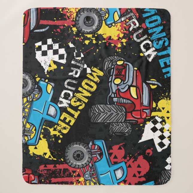 Cobertor Sherpa Carro monstro: padrão infantil Abstrato (Frente)