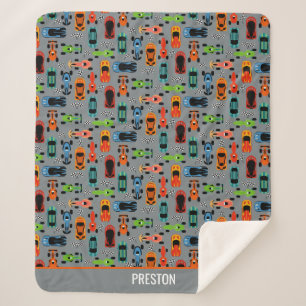 Cobertor Sherpa Carros De Corrida Coloridos De Esportes Personaliz